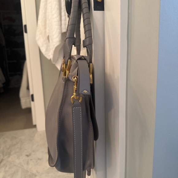 Chloe Medium Marcie Leather Satchel Handbag - Cashmere Grey - Picture 8 of 11